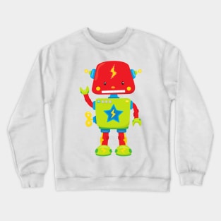 Cute Robot, Funny Robot, Colorful Robot, Robotics Crewneck Sweatshirt